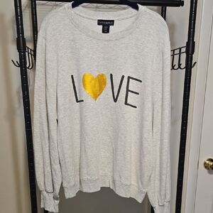 Cyntbia Rowley Women's Gray Love Sweatshirt with Gold Heart